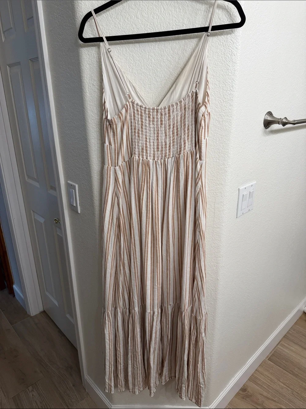 Abercrombie & Fitch Cream and Tan Striped Maxi Dress